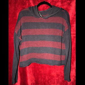 Forever 21 Navy Blue and Red Striped Knit Sweater